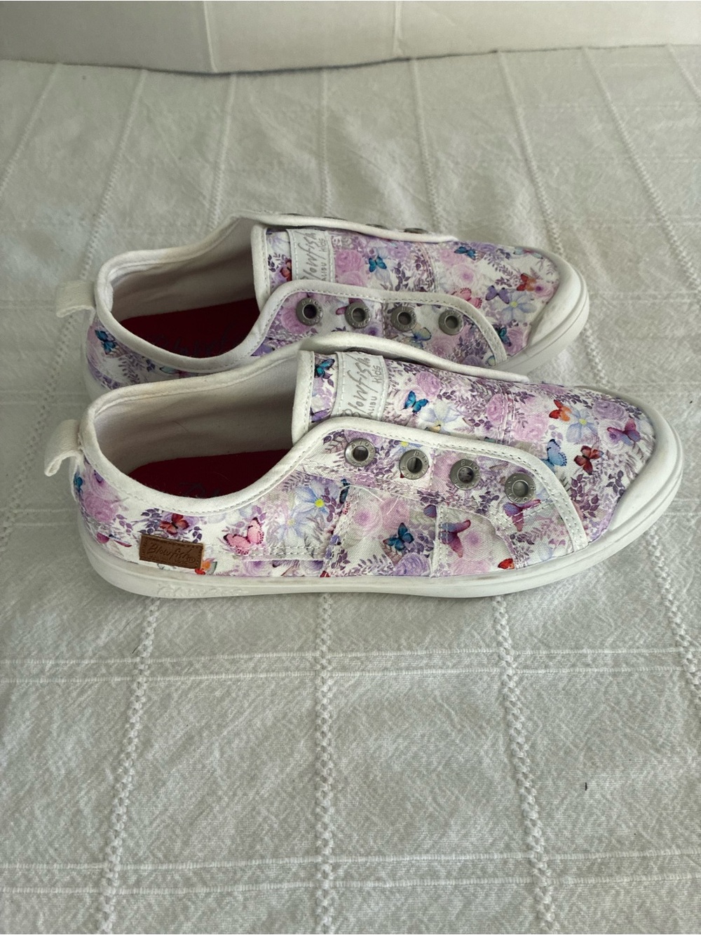 Blowfish Malibu Playwire Butterfly Sneakers Slip On Kids 4 Blue White Laceless